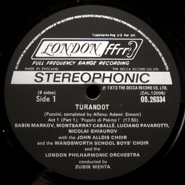 Puccini - Sutherland, Pavarotti, Caballé, Ghiaurov, Krause, Pears – Turandot - 1973, 3-Album Box Set VinylPursuit.com