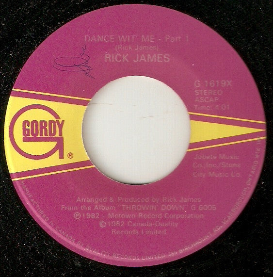 Rick James – Dance Wit' Me -  7" Single - 1982 Vinyl Pursuit Inc