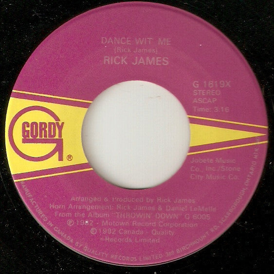Rick James – Dance Wit' Me -  7" Single - 1982 Vinyl Pursuit Inc