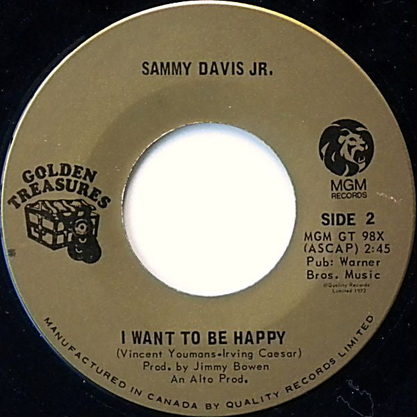 Sammy Davis Jr – The Candy Man / I Want To Be Happy -  7" Single - 1972 Vinyl Pursuit Inc