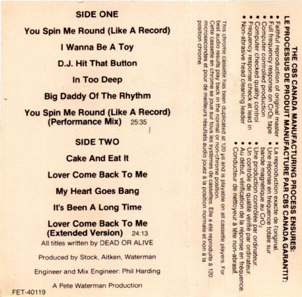 Dead Or Alive – Youthquake - 1985 Cassette VinylPursuit.com
