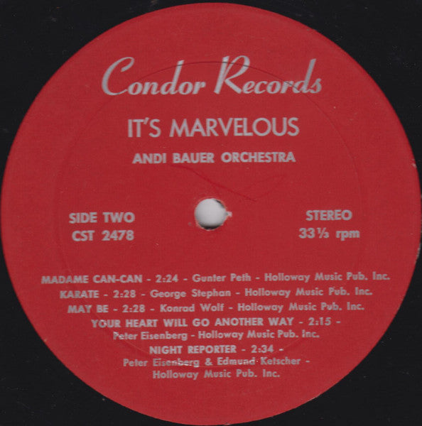 Andi Bauer Orchestra – It's Marvelous - Early Pressing in Shrinkwrap! VinylPursuit.com