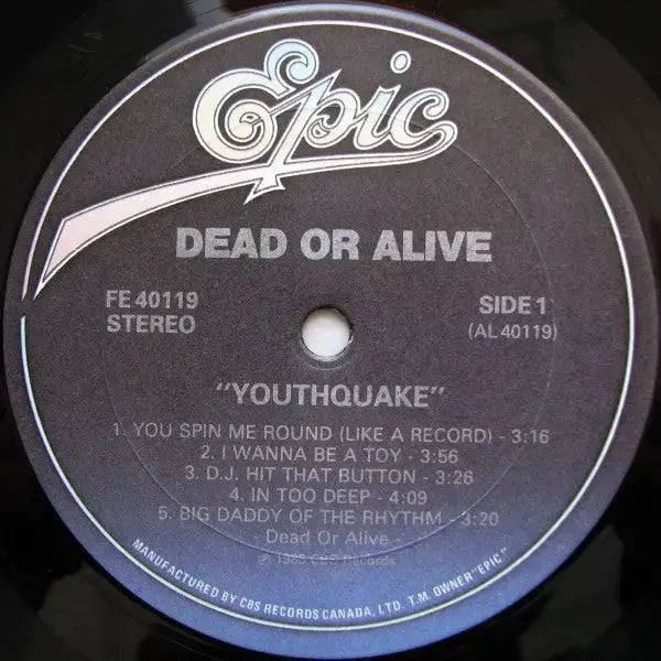 Dead Or Alive – Youthquake 1985 Original Vinyl Pursuit Inc