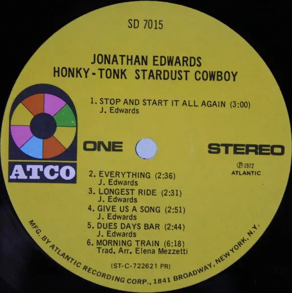 Jonathan Edwards – Honky-Tonk Stardust Cowboy - 1972 US Pressing VinylPursuit.com