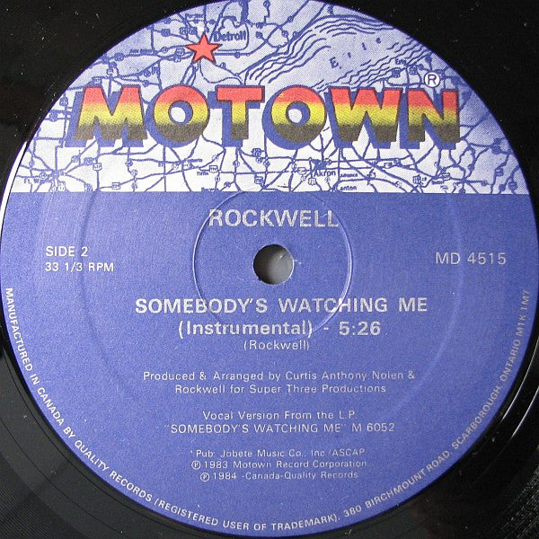 Rockwell – Somebody's Watching Me - 1984 Original! – Vinyl Pursuit Inc