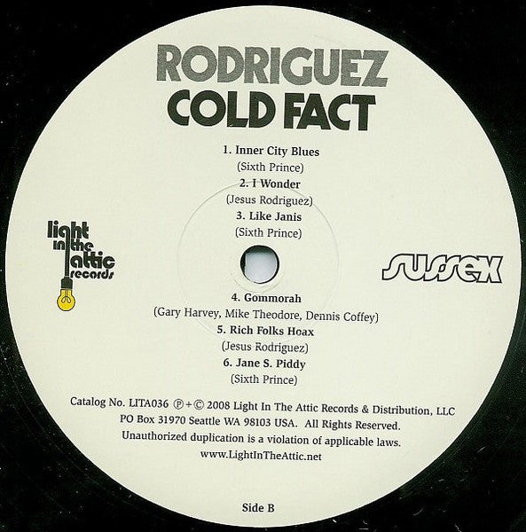 Sixto Rodriguez – Cold Fact - 180g Remastered in Shrinkwrap VinylPursuit.com