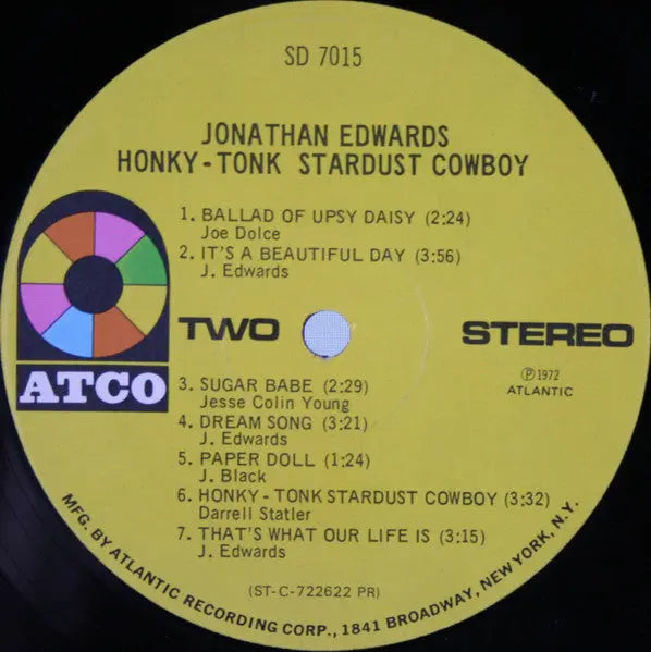 Jonathan Edwards – Honky-Tonk Stardust Cowboy - 1972 US Pressing VinylPursuit.com