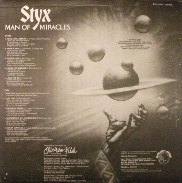 Styx – Man Of Miracles - 1974 US Pressing