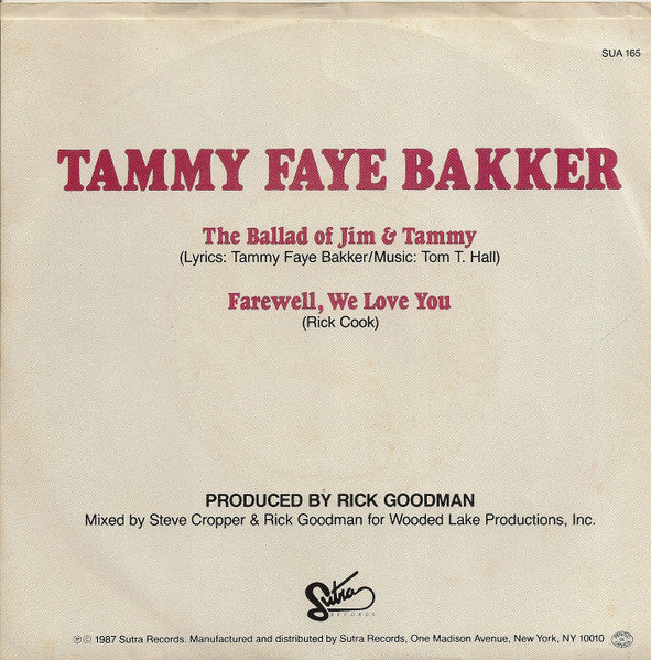 Tammy Faye Bakker – The Ballad Of Jim and Tammy -  7" Single, 1987 Original Vinyl Pursuit Inc