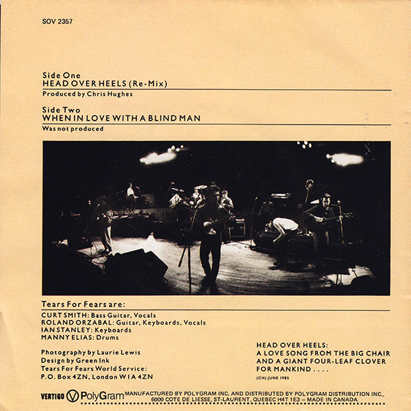 Tears For Fears – Head Over Heels -  7" Single - 1985 Limited Edition, Poster Sleeve Vinyl Pursuit Inc