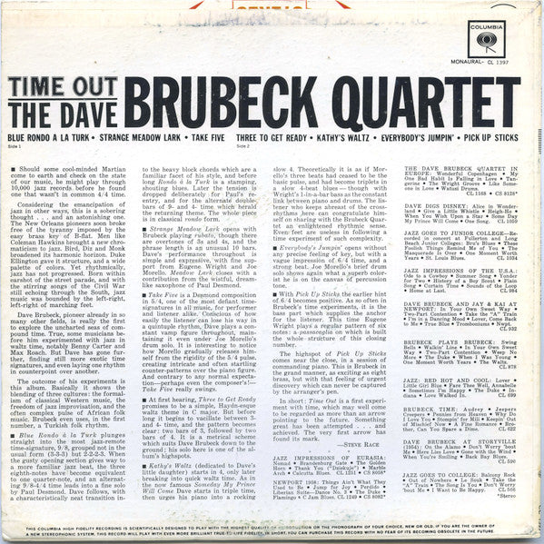 The Dave Brubeck Quartet - Time Out - Rare 1959 MONO Pressing