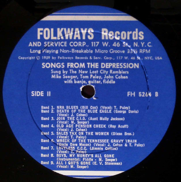 The New Lost City Ramblers – Songs From The Depression - 1959 Original Pressing with Booklet!!