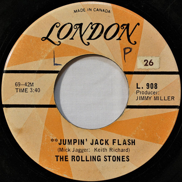 The Rolling Stones – Jumpin Jack Flash / Child of the Moon -  7" Single - 1968 Original Vinyl Pursuit Inc