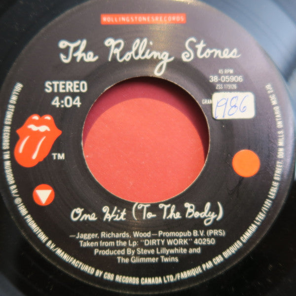 The Rolling Stones – One Hit To The Body -  7" Single, 1986 Vinyl Pursuit Inc