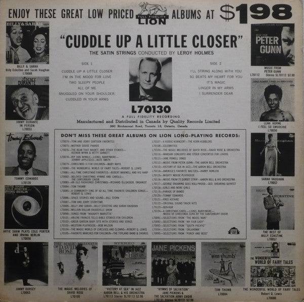 The Satin Strings, Leroy Holmes – Cuddle Up A Little Closer - 1960 Original VinylPursuit.com