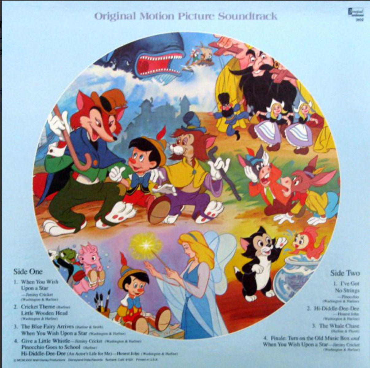 Walt Disney's Pinocchio - Movie Soundtrack - 1980 Sealed Picture Disc! VinylPursuit.com