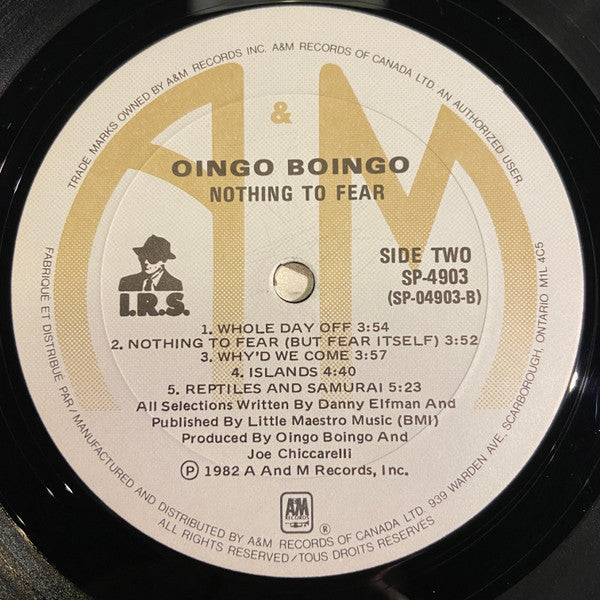 Oingo Boingo – Nothing To Fear - Rare 1982 Pressing! Vinyl Pursuit Inc