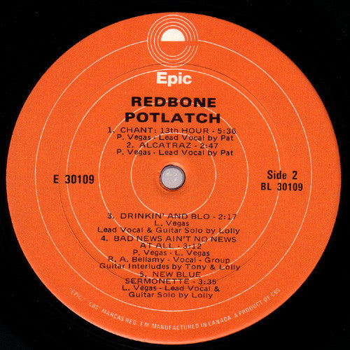 Redbone Potlatch Vinyl Pursuit Inc