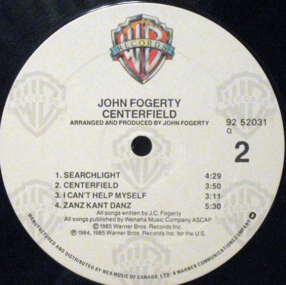 John Fogerty – Centerfield - 1985 – Vinyl Pursuit Inc