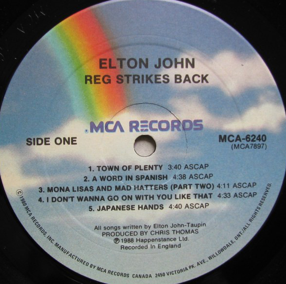 Elton John – Reg Strikes Back - 1988 VinylPursuit.com
