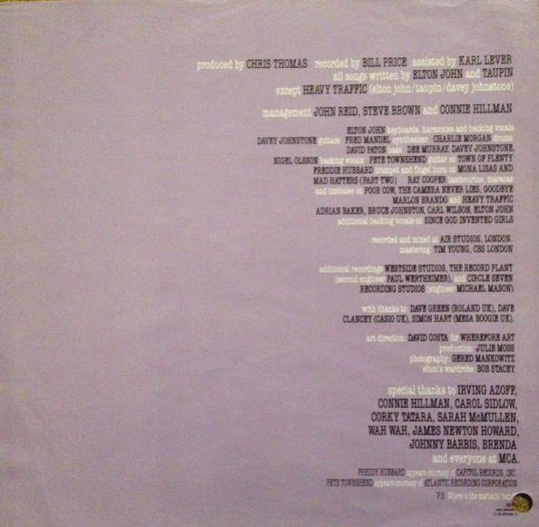 Elton John – Reg Strikes Back - 1988 VinylPursuit.com