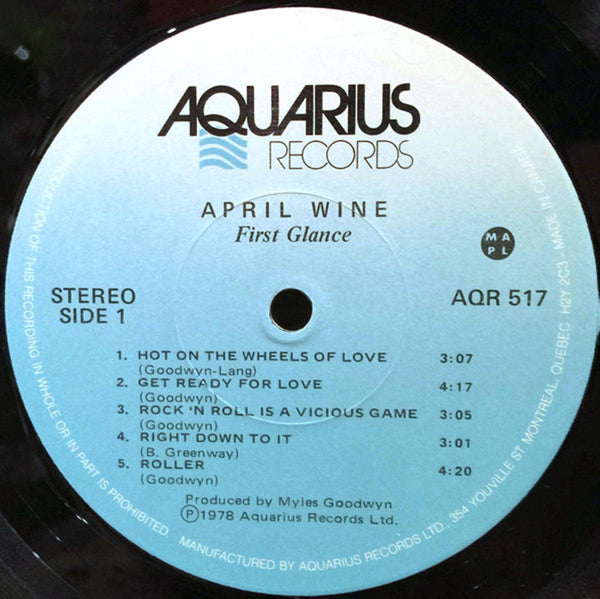 April Wine First Glance 1979 Vinyl Pursuit Inc