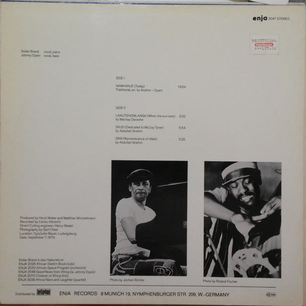 Abdullah Ibrahim / Dollar Brand, Johnny Dyani – Echos From Africa - 1979 German Pressing Vinyl Pursuit Inc