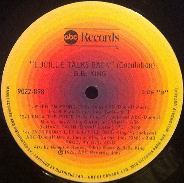 B.B. King – Lucille Talks Back – Vinyl Pursuit Inc