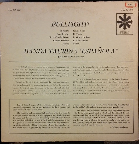Bullfight! Banda Taurina "Espanola" Vinyl Pursuit Inc