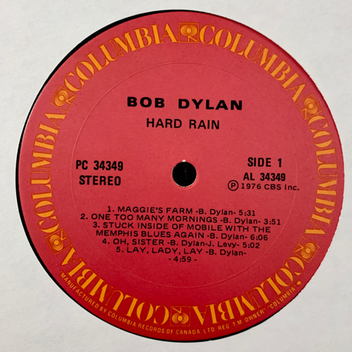 Bob Dylan – Hard Rain Vinyl Pursuit Inc