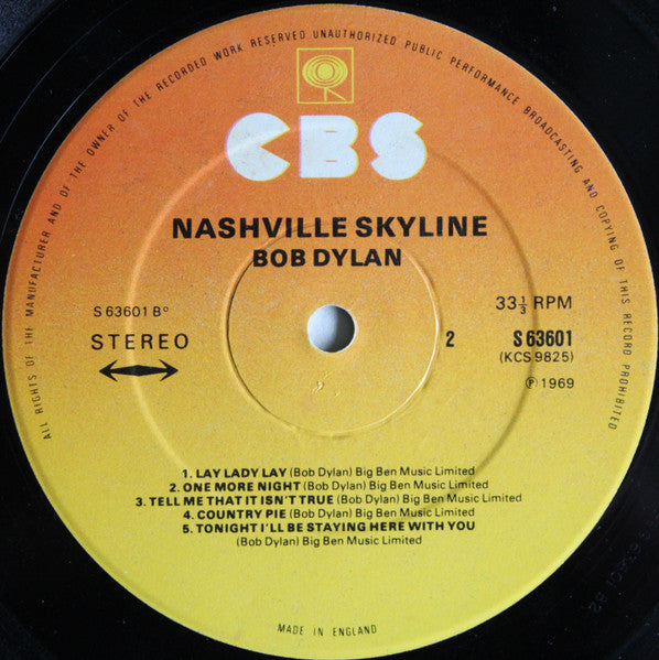 Bob Dylan – Nashville Skyline - UK Early Pressing Vinyl Pursuit Inc