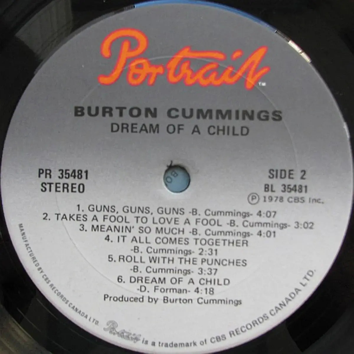 Burton Cummings – Dream Of A Child - 1978 Original Vinyl Pursuit Inc