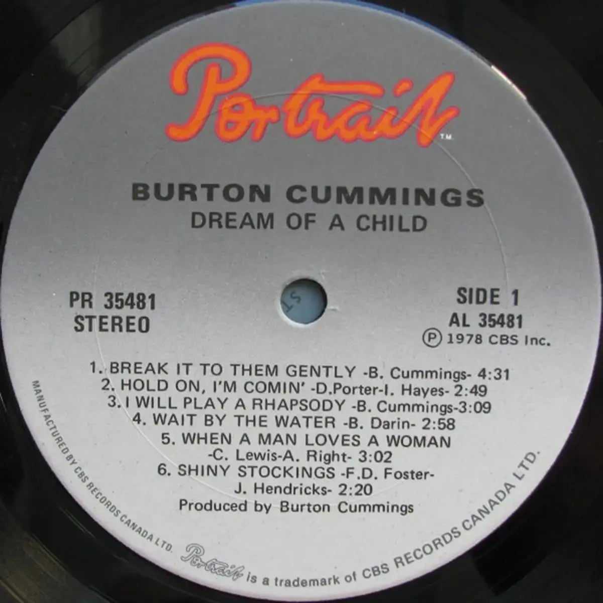 Burton Cummings – Dream Of A Child - 1978 Original Vinyl Pursuit Inc