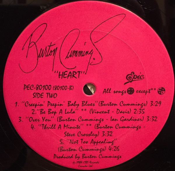 Burton Cummings – Heart -  1984 Original, Rare Vinyl Pursuit Inc