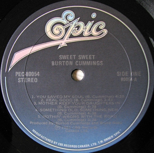 Burton Cummings – Sweet Sweet - 1981 Original Pressing Vinyl Pursuit Inc