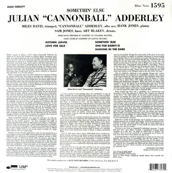 Cannonball Adderley – Somethin' Else - Bluenote Mono Remaster in Shrinkwrap! Vinyl Pursuit Inc