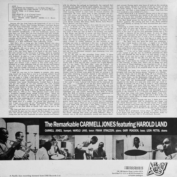 Carmell Jones Featuring Harold Land – The Remarkable Carmell Jones - UK 1984 Pressing Vinyl Pursuit Inc
