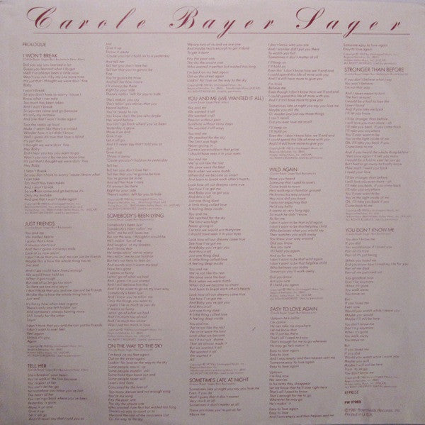 Carole Bayer Sager – Sometimes Late At Night - 1981, Sealed! VinylPursuit.com