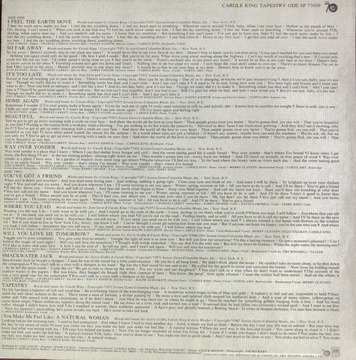 Carole King – Tapestry - 1971 Original! VinylPursuit.com