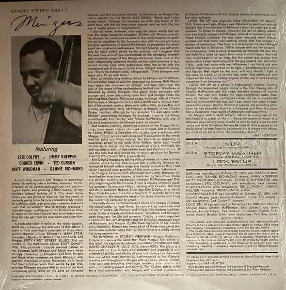 Charles Mingus – Mingus - Record Store Day Pressing, Turquoise Vinyl In Shrinkwrap Vinyl Pursuit Inc