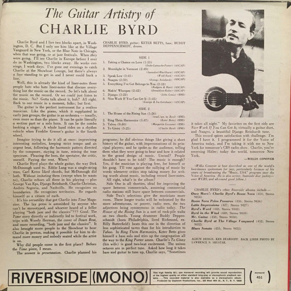 Charlie Byrd – The Guitar Artistry Of Charlie Byrd - US MONO Pressing Vinyl Pursuit Inc