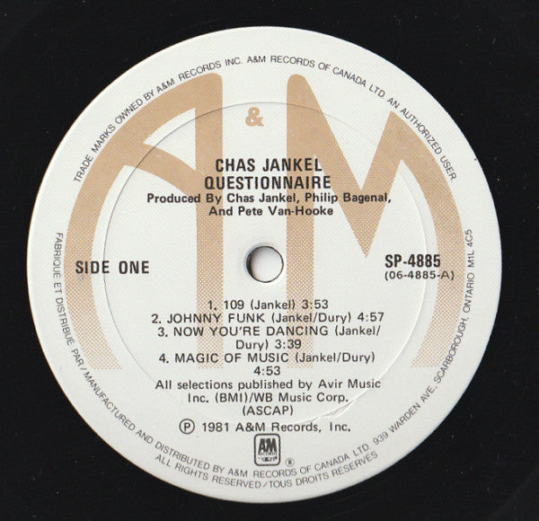 Chas Jankel – Questionnaire VinylPursuit.com