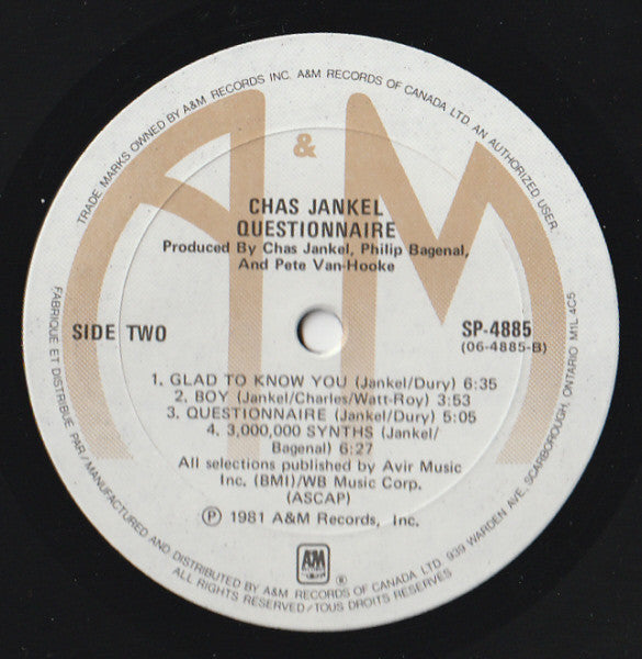 Chas Jankel – Questionnaire VinylPursuit.com