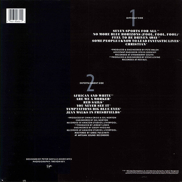 China Crisis – Difficult Shapes & Passive Rhythms, Some People Think It's Fun To Entertain - 1987 US Pressing Vinyl Pursuit Inc