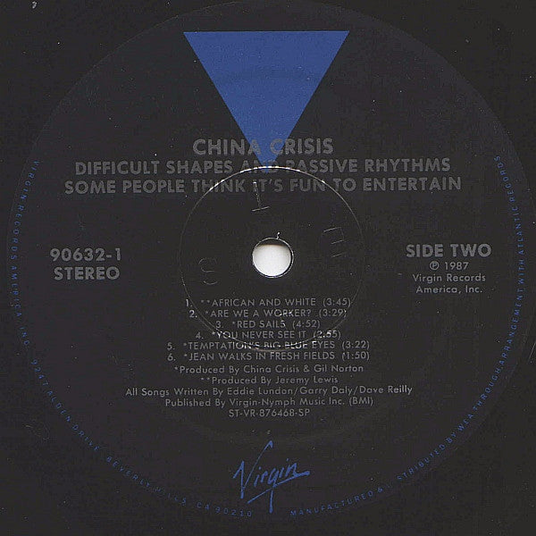 China Crisis – Difficult Shapes & Passive Rhythms, Some People Think It's Fun To Entertain - 1987 US Pressing Vinyl Pursuit Inc