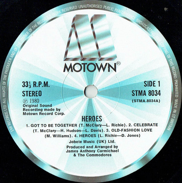 Commodores – Heroes - 1980 UK Pressing VinylPursuit.com