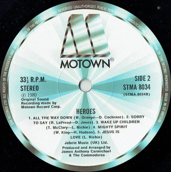 Commodores – Heroes - 1980 UK Pressing VinylPursuit.com