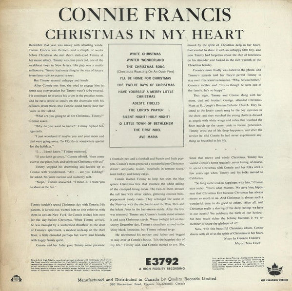 Connie Francis – Christmas In My Heart VinylPursuit.com