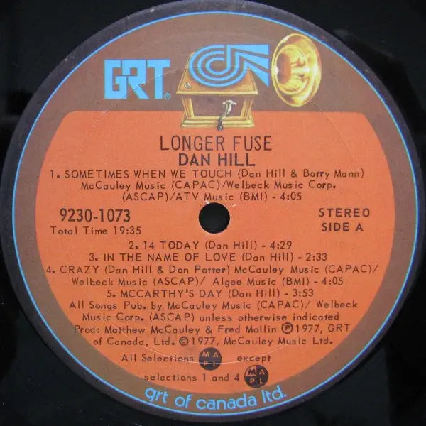 Dan Hill – Longer Fuse - 1977 Original VinylPursuit.com