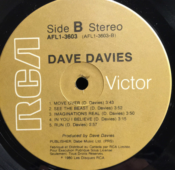 Dave Davies – 1980 Original Vinyl Pursuit Inc